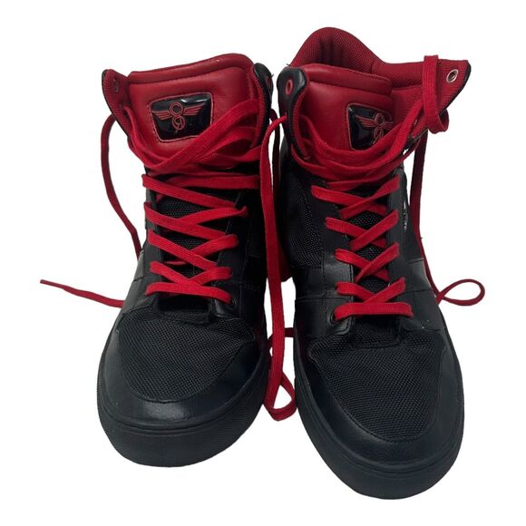 Creative Recreation Men's High Top Sneakers Black Red Leather Size 9.5 Athletic - Picture 2 of 9